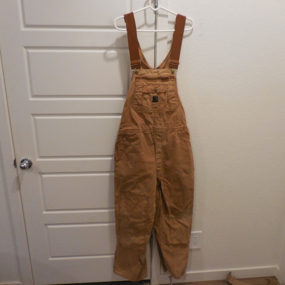 Liberty Mens Double Knee Work Overalls Brown Duck Canvas 38x30 ROV190 02 USA